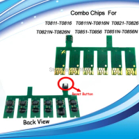 T0821-T0826 Compatible Combo chips with reset button for Epson Stylus Photo R390 R270 R290 R295 RX590 RX615 RX610 RX690 ,5SETS