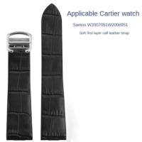 Suitable for Cartier Watch Sandoz Series W2007051 W2006951 Men's and Women's Genuine Leather Watch Band Watch Accessories18 21mm