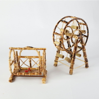 手工竹工藝品家居擺件裝飾品竹鞭玩具風車紡線車水車摩天輪自行車