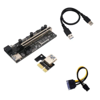 PCIE Riser 1X To 16X Graphic Extension With Temperature Sensor For Bitcoin GPU Mining Powered Riser Adapter Card
