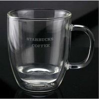 【雙層手工玻璃馬克杯-口徑9.5*高11.5cm-450ml-1套/組】創意時尚咖啡杯 雙層隔熱保溫 玻璃杯 隔熱杯手柄，量大從優-7501008