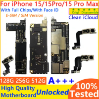 Full Chips Working Support iOS Update For iPhone 15 Pro Max / 15Pro Motherboard Clean iCloud Logic Board SIM Version A+ Plate