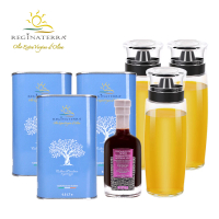 【REGINATERRA 王后之地】多入組‧義大利第一道冷壓初榨(橄欖油500ml*3+春天紫標100ml+玻璃瓶*3)