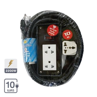บล็อคยาง 2x4 พร้อมสายไฟ VCT 3x1 รุ่น S-266 ขนาด 10 เมตร สีน้ำตาล