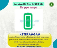 LARUTAN ELEKTROLIT | CAIRAN RL INFUS | RINGER LACTAT 500 ML TERMURAH SATORIA
