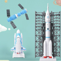 飛機模型 火箭玩具航天器z飛機模型宇宙探索隊飛船回力車發射兒童益智