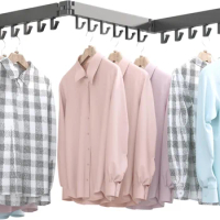 Wall Mounted Clothes Hanger Rack, Retractable Clothes Drying Rack,Space-Saver, Laundry Drying Rack,Collapsible