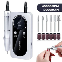 Mesin Bor Kuku Elektrik 45000RPM Kikir Kuku Portabel Isi Ulang Kit Bor Kuku Elektrik DIY White