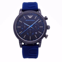 【EMPORIO ARMANI】ARMANI 義式新潮風格三眼計時優質腕錶-藍/45mm-AR11023