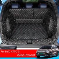 Car PU Leather Rear Trunk Mat For BYD ATTO 3 2022-Present Waterproof Cargo Liner Boot Mat Carpet Tray Protector Auto Accessory