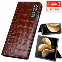 Luxury Genuine Cow Leather Magnetic Window Flip Cover Mobile Phone Book Case For Xiaomi Mi Mix Fold3 Fold 3 Phone Cases Funda
