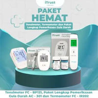 Paket Lengkap iTrust FC-BP121 + AC301 Kits + FC-IR202 | Tensi Digital + Tes Gula Darah + Termometer