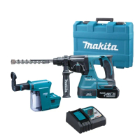 【MAKITA 牧田】18V 充電式 無刷 充電式 鎚鑽 電鑽 電鎚(DHR242RGEW主機+6.0鋰電池*1+充電器+集塵盒+箱)