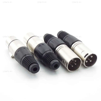 3 Pin 4 pin core XLR power Connector Adapter male female Audio Cable MIC Plug Jack Terminals Microph