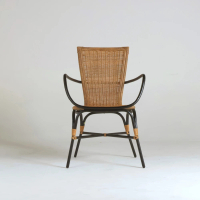 【山茶花家具】藤椅-自然色黑色鐵腳 室內椅KC281LN(藤椅 涼椅 休閒椅)