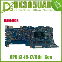 KEFU UX305UAB Laptop Motherboard For Asus ZenBook UX305U Notebook Mainboard With I3-6100U I5-6198DU I7-6500U 8G-RAM 100% Test