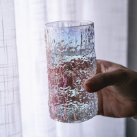 韓國樹皮紋玻璃杯ins高顏值水杯女家用個性小眾洋酒杯果汁牛奶杯