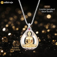3x4 cm liontin pendant daun bodhi Buddha Amitabha