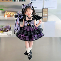 Anime Sanrio Hello Kuromi Childrens Dress CosPlay Academy Style Pleated Skirt Girl Princess Clothes 
