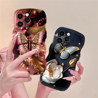 Sarung Telefon, Sarung Rama-rama Emas Mawar Mewah, untuk HP OPPO A78, A18, A17, A57, A58, Reno 8T, A