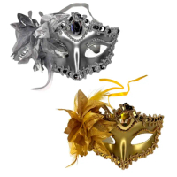【摩達客】萬聖★Cosplay派對裝扮變裝★威尼斯寶石花朵造型面具二入組(金色*1銀色*1)