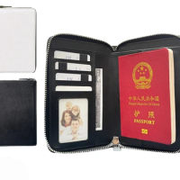 Thermal Sublimation PU Passport Bag Travel Document Bag Thermal Transfer Blank For Custom Document Card Bag Zipper Bag