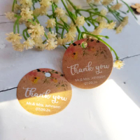 BY27-35mm Diameter 100pcs White Text Print Kraft paper Hang Tags Customized Ornament Thank You For Attending my Wedding