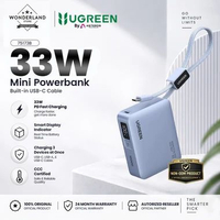 Ugreen CCC Powerbank 33W 10000mah PD Digital Display with Built in Cable Type C Super Fast Charging