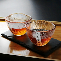 日式豎紋初雪杯手工玻璃杯加厚清酒杯果酒杯氣泡酒杯少女青梅茶杯