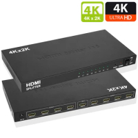 4K 1X8 HDMI Splitter 1 In 8 Out HDMI Splitter 4Kx2K@30Hz HDMI distributor Display Amplifier Converter for DVD PS3 Xbox HDTV 4K