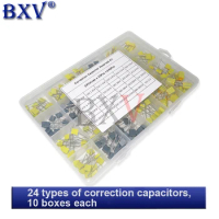 Correction Capacitor Assorted Kit 240PCS/Set 24Values*10Pcs 63V-100V 102J-105J Polypropylene Safety Plastic Film Capacitors
