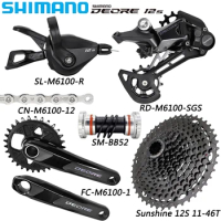 SHIMANO Deore M6100 12 Speed Groupset 12v Derailleurs CN-M6100 Chain FC-M6100-1 Crankset 46T/50T/52T Black Cassette for MTB Bike