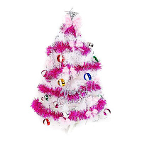 摩達客 3尺(90cm)特級白色松針葉聖誕樹(繽紛馬卡龍粉紫色系/不含燈)