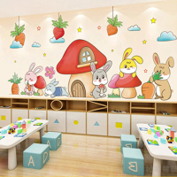 【北熊の天空】兔子房屋創意無痕壁貼 民宿 幼兒園教室 兒童房 牆面貼紙 拼貼(牆貼 裝飾牆貼 壁貼 無痕貼)