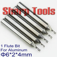 3pc 6x2x4mm 1 Flute Milling Cutters for Aluminum Plywood Imported Tungsten Steel Solid Carbide CNC Router Bits Cutting Tools Set