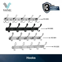 VONE Gantungan Baju Handuk Cantolan Kamar Mandi Hook 5 Kait Stainless Black HK-125