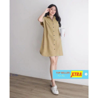 Baju Tunix kamila krem RO Tunik Wanita ardila crep cream Kekinian@@ Casual Fit Crepe Dress