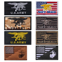 US Navy Seal Team Flag Patches Embroidered Military Patch Hook &amp; Loop Tactical Navy Seal Team Trident Patch Applique