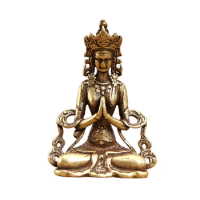 Antique Copper Buddha Statue Keychain Pendant Small Ornaments Retro Brass Office Desk Miniature Figurines