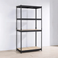 【AAA】MIT超耐重四層木板黑砂紋角鋼架 90x45x180cm(收納架 儲物架 貨架 層架 鐵架 置物架 電器架 展示架)