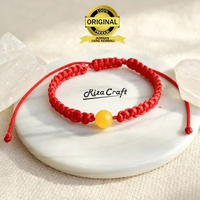 Gelang Batu Alam Kristal Giok Kuning Tali Serut China Aesthetic Merah Asli 100% Original Untuk Pria 