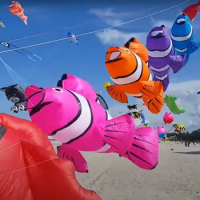Free Shipping New 3D Colorful Clown Fish Kite Large Adult Professional Kite with No Skeleton Easy To Operate Tear Proof Kite Bag
