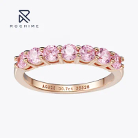Rochime Pink Diamond Ring 925 Silver Zirconia Ring Rose Gold Plated Jewelry For Women