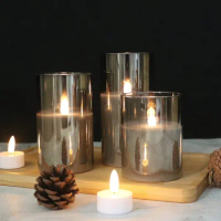 LED Flameless Candles Clear Shell Flameless Candles Warm White Flickering Light Real Wax Candles Christmas Home Party Decor