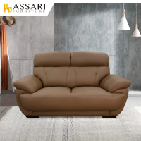 ASSARI-伍羅雙人座半牛皮獨立筒沙發(寬150深93高98)#黑色-黑色