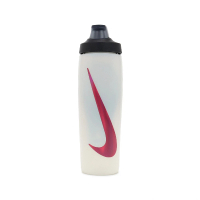 【NIKE 耐吉】水壺 Refuel Bottle 24oz 紅 白 掀蓋式 可擠壓 止滑 單車 運動水壺(N100766814-324)