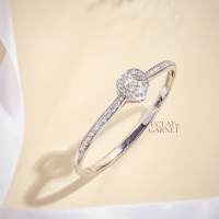 Éclat & Garnet - DANCING STONE HEART BANGLE BBE Perhiasan Zircon Premium Rhodium with 18K Gold Plati