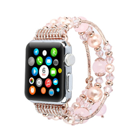 適用蘋果瑪瑙表帶AppleWatch4/3/2/1珠寶原石水晶手工運動手表帶iwatch4表帶潮牌iwatch3手表帶配件女替換帶