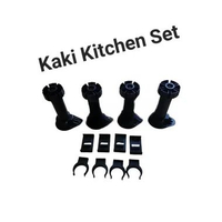 [Per Set= isi 4pc] Kaki Meja Lemari Kitchen Set Dapur Stabil Adjuster (Uk.10,12,15 cm) Plastik Hitam