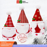 topi natal santa Jenggot / aksesoris natal santa / topi santa murah / topi natal kurcaci
